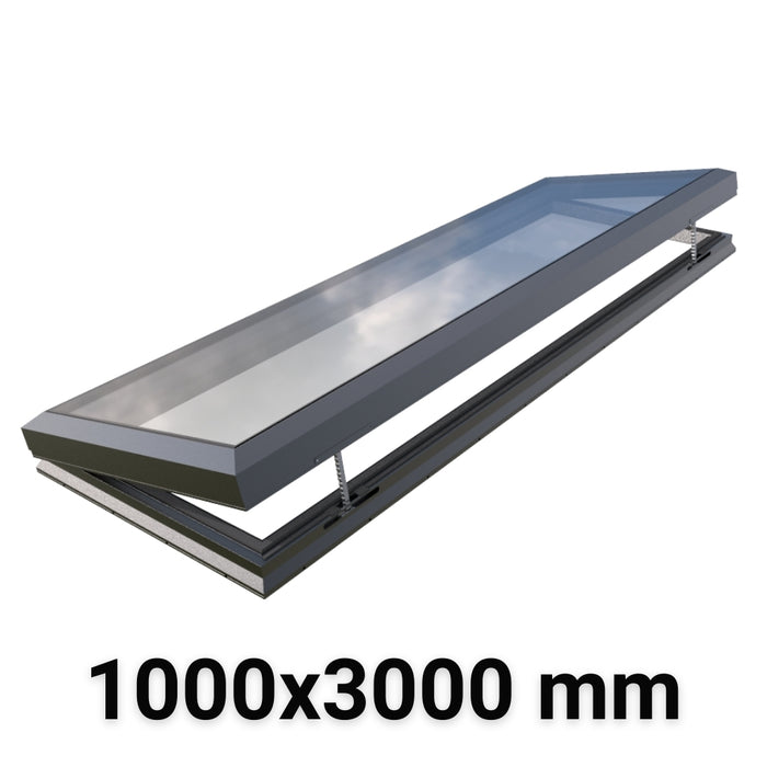 1000 x 3000 mm Electric Opening Skylight | Glass Link | Premium Range