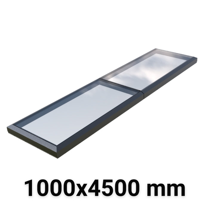 1000 x 4500 mm Fixed Modular Skylight | Glass Link | 2 Fixed 0 Opening