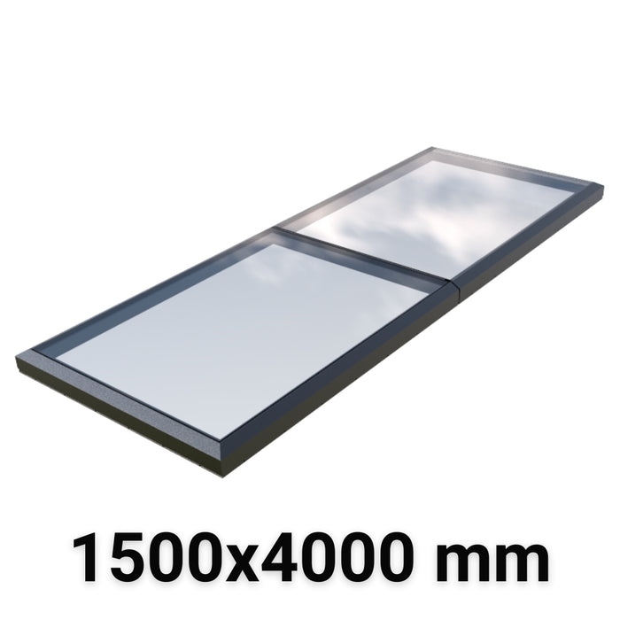 1500 x 4000 mm Fixed Modular Skylight | Glass Link | 2 Fixed 0 Opening
