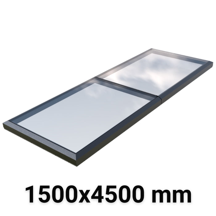 1500 x 4500 mm Fixed Modular Skylight | Glass Link | 2 Fixed 0 Opening