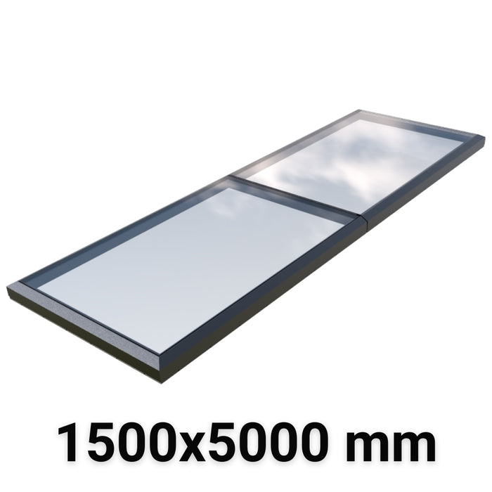 1500 x 5000 mm Fixed Modular Skylight | Glass Link | 2 Fixed 0 Opening