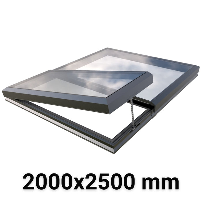 2000 x 2500 mm Electric Opening Modular Skylight | Glass Link | 1 Fixed 1 Opening