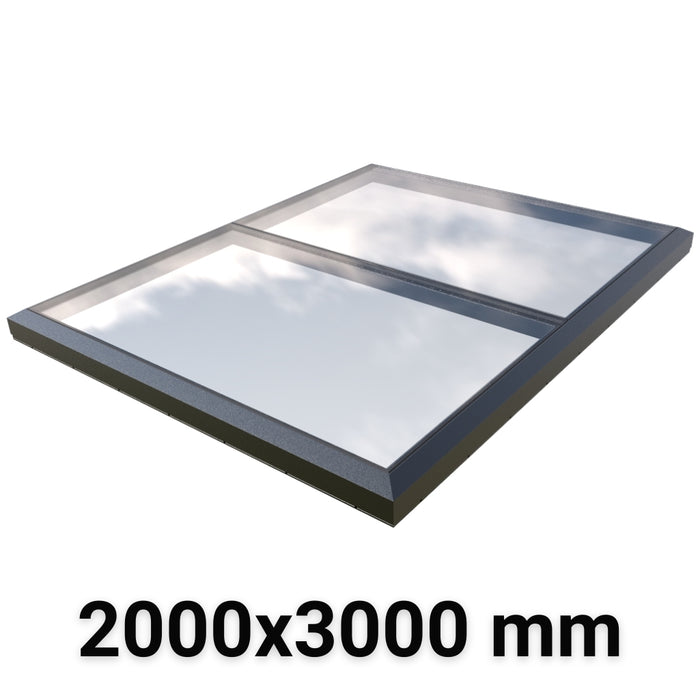 2000 x 3000 mm Fixed Modular Skylight | Glass Link | 1 Fixed 0 Opening