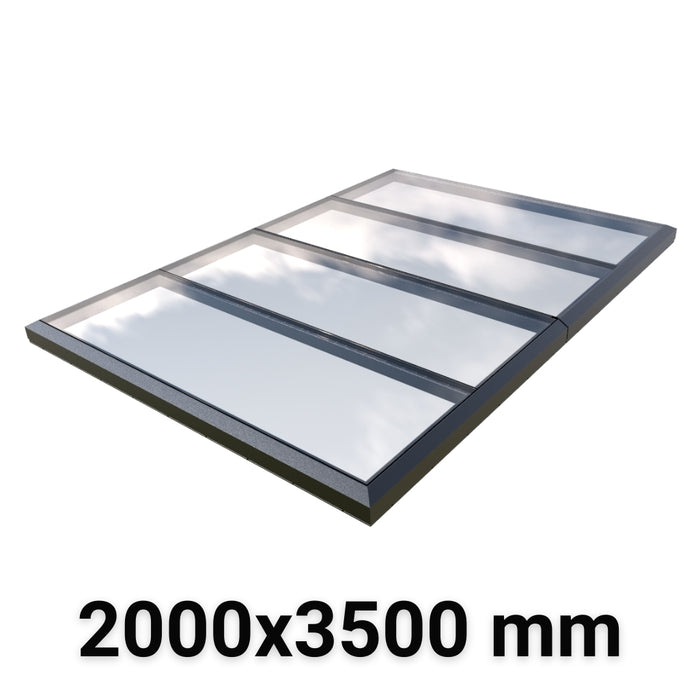 2000 x 3500 mm Fixed Modular Skylight | Glass Link | 2 Fixed 0 Opening