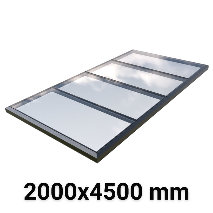 2000 x 4500 mm Fixed Modular Skylight | Glass Link | 2 Fixed 0 Opening
