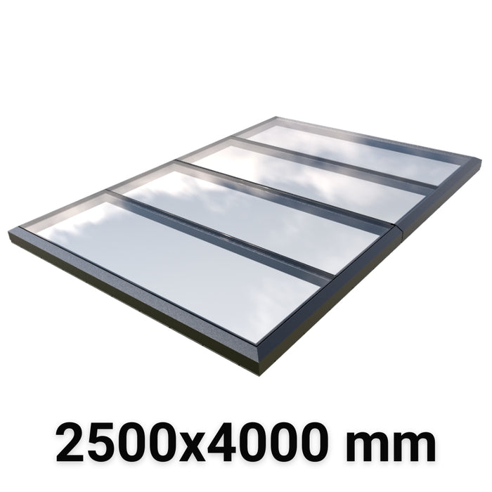 2500 x 4000 mm Fixed Modular Skylight | Glass Link | 2 Fixed 0 Opening