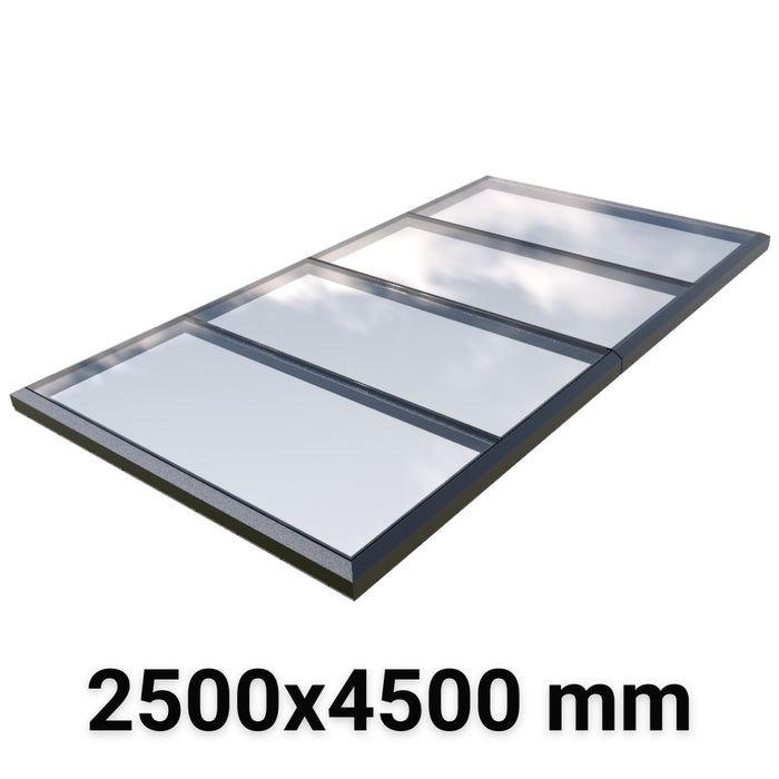 2500 x 4500 mm Fixed Modular Skylight | Glass Link | 2 Fixed 0 Opening
