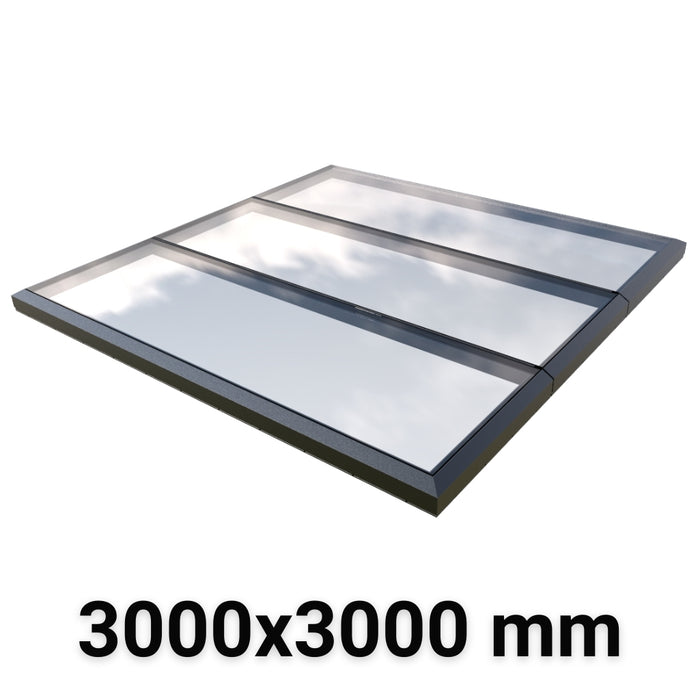 3000 x 3000 mm Fixed Modular Skylight | Glass Link | 3 Fixed 0 Opening