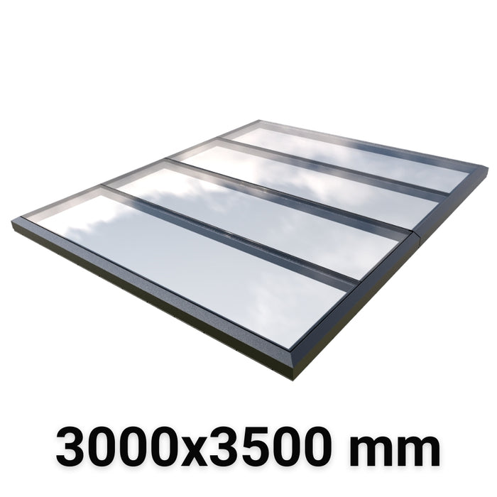 3000 x 3500 mm Fixed Modular Skylight | Glass Link | 2 Fixed 0 Opening