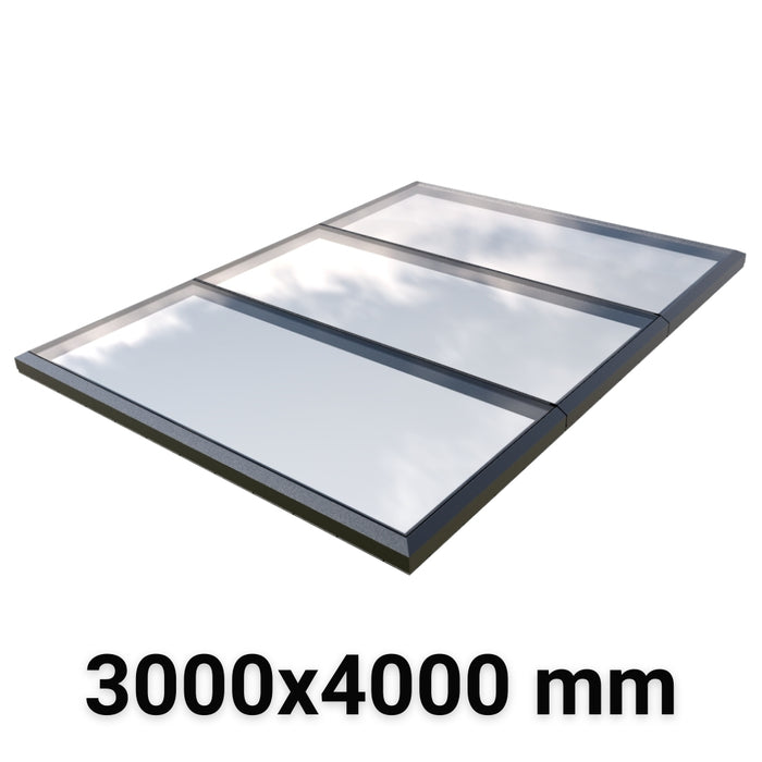 3000 x 4000 mm Fixed Modular Skylight | Glass Link | 3 Fixed 0 Opening