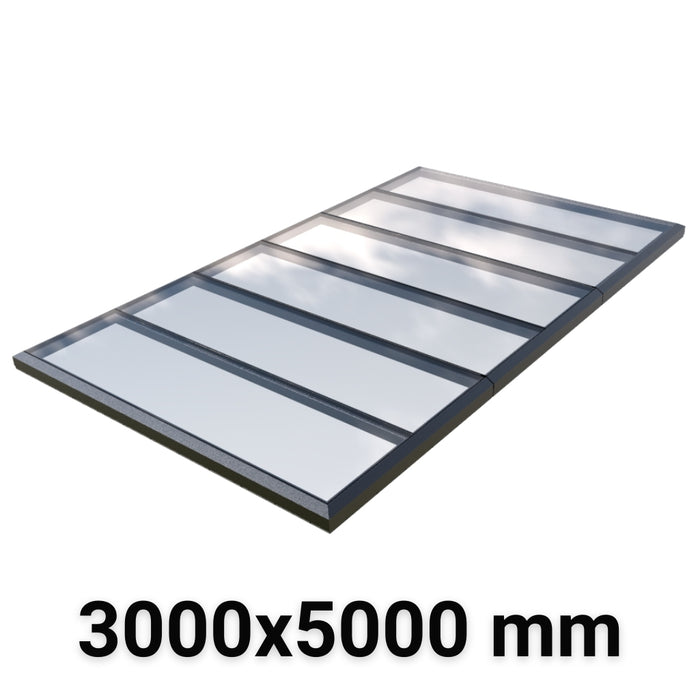 3000 x 5000 mm Fixed Modular Skylight | Glass Link | 3 Fixed 0 Opening