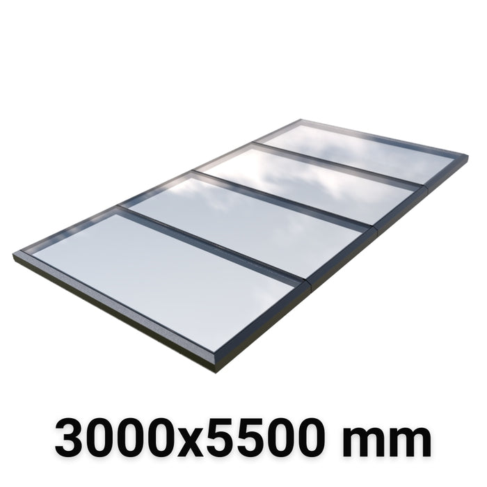 3000 x 5500 mm Fixed Modular Skylight | Glass Link | 4 Fixed 0 Opening