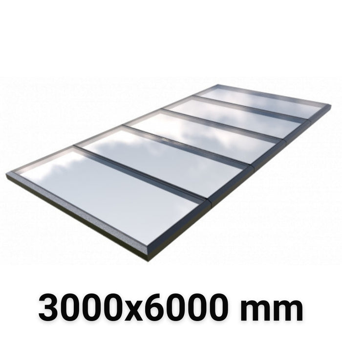 3000 x 6000 mm Fixed Modular Skylight | Glass Link | 5 Fixed 0 Opening