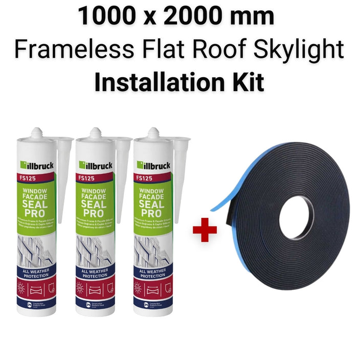 1000 x 2000 mm Flat Roof Skylight Installation Kit.