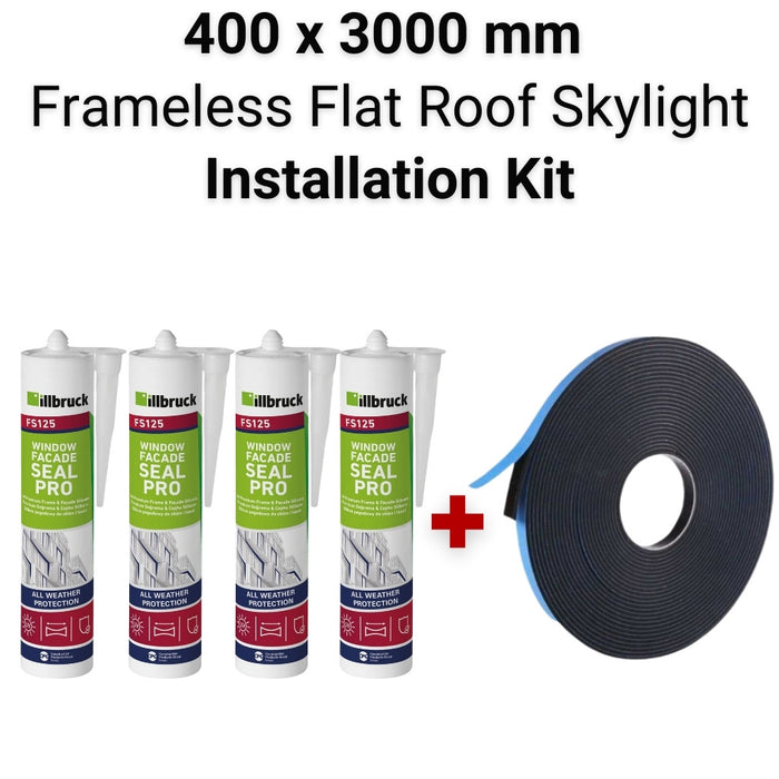 400 x 3000 mm Flat Roof Skylight Installation Kit.