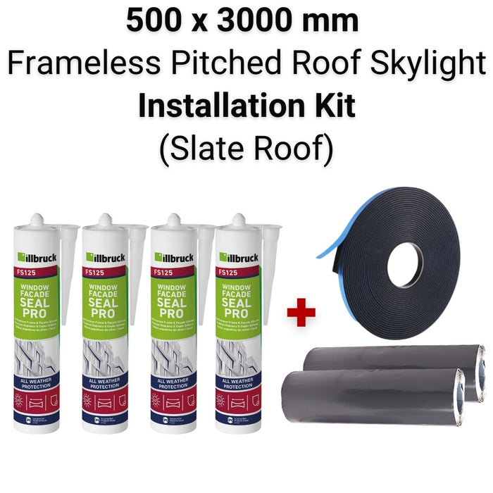 500 x 3000 mm Pitched Roof Skylight (Slate Roof) Installation Kit.