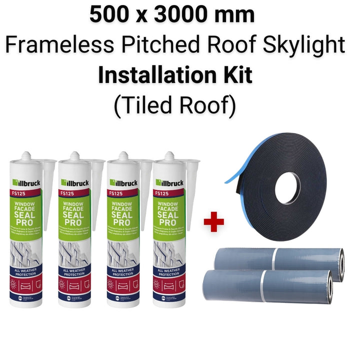 500 x 3000 mm Pitched Roof Skylight (Tiled Roof) Installation Kit.