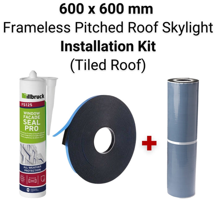 600 x 600 mm Pitched Roof Skylight (Tiled Roof) Installation Kit.