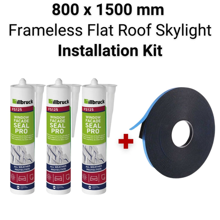 800 x 1500 mm Flat Roof Skylight Installation Kit.