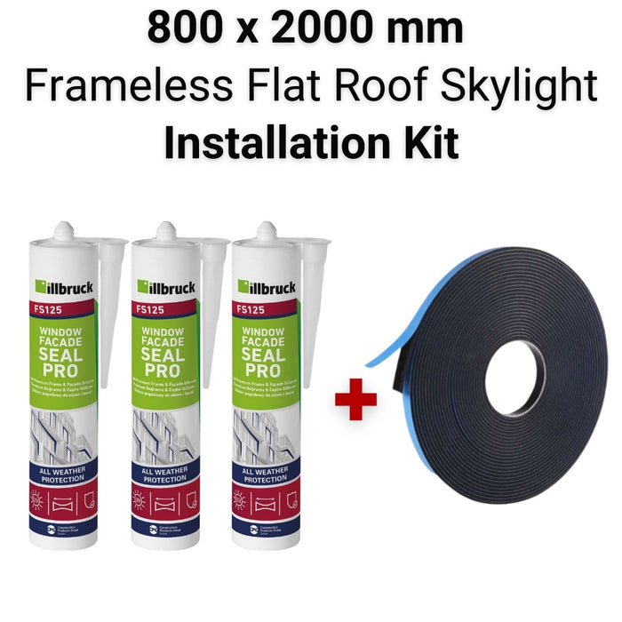 800 x 2000 mm Flat Roof Skylight Installation Kit.