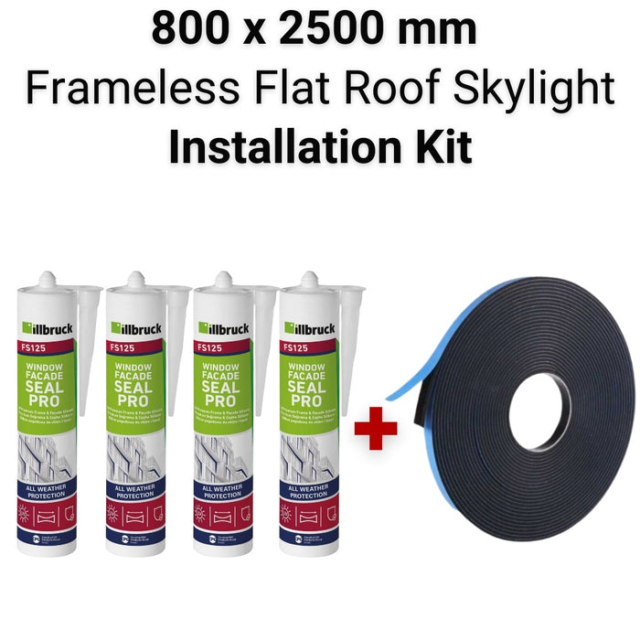 800 x 2500 mm Flat Roof Skylight Installation Kit.